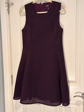 DKNY Sleeveless plum Fit and Flare Dress - gorgeous color and shape!